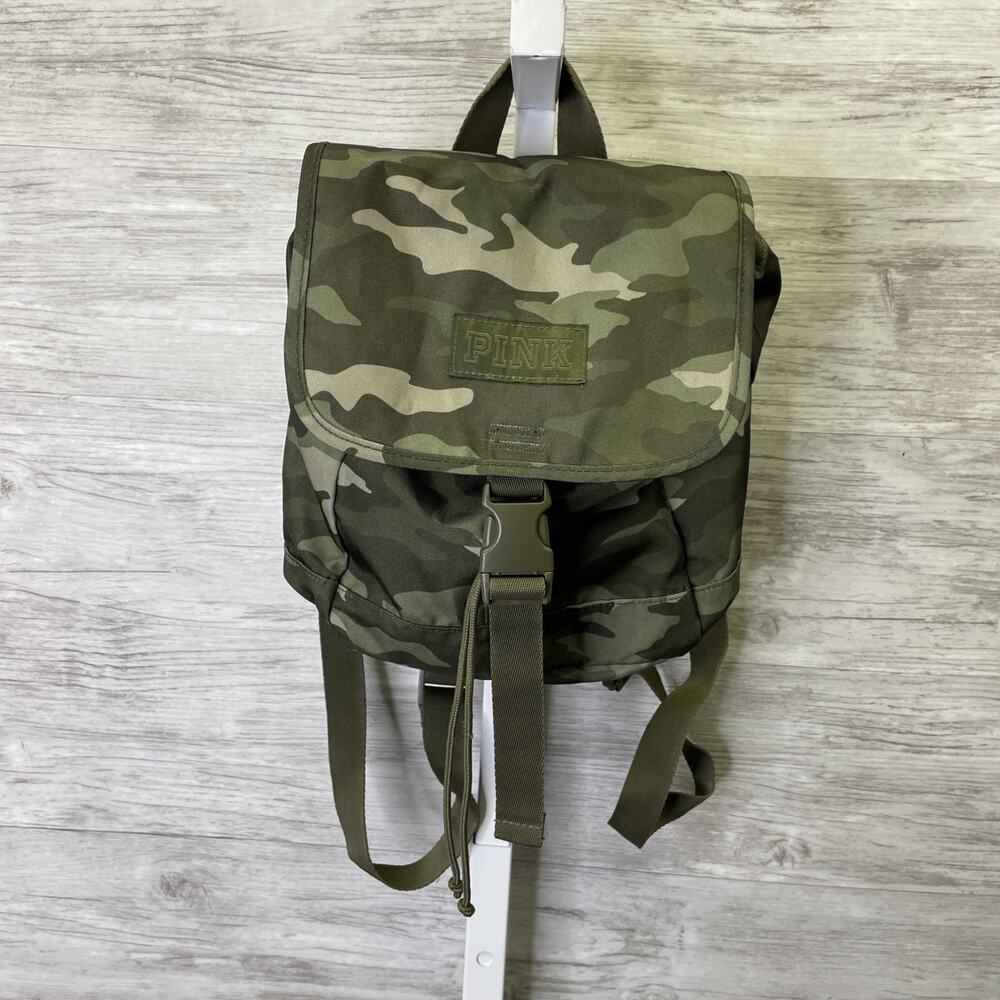 Victoria's Secret PINK Mini Camo Green Backpack Tote Bag Travel Purse